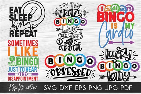 Bundle Of 6 Bingo Designs Svg Bingo Svg Bingo Lover 525267 Cut
