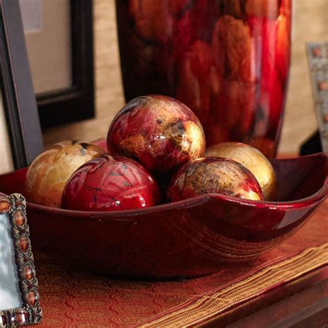 Red And Gold Foil Decorative Sphere Decorative Spheres Decorative Bowls Red Home Decor