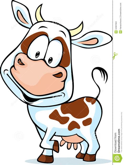 Funny Cow Cartoon Isolated On White Stock Vector Image 53387953