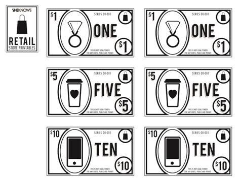 Play Pretend Money Free Printable Coloring Pages