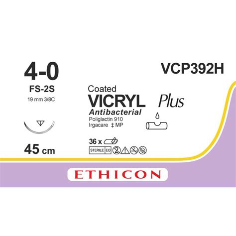 Ethicon Vicryl Plus 40 Fs 2 19 Mm Lila 45 Cm Vcp392h 36 St