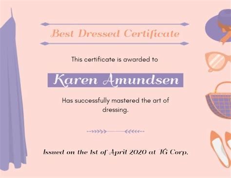 Best Dressed Certificate Template And Ideas For Design Fotor