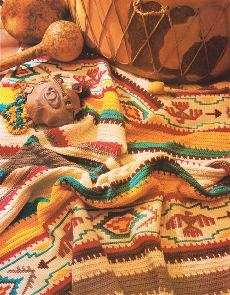 Indian Blanket Crochet Pattern Afghan Southwestern Native American