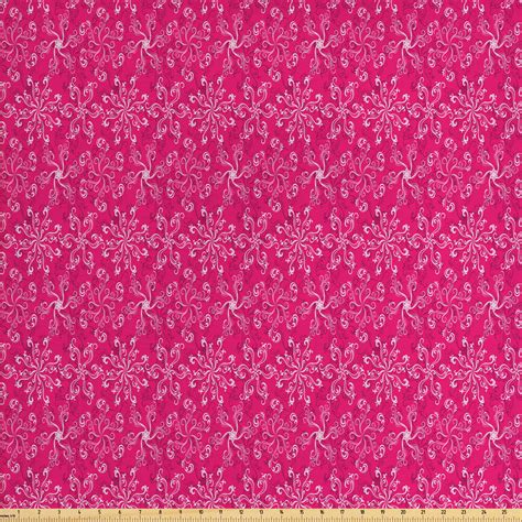 Hot Pink Fabric By The Yard Floral Arrangement Pattern On Hot Pink