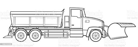 American Snow Plow Truck Vector Illustration Of A Vehicle Stock