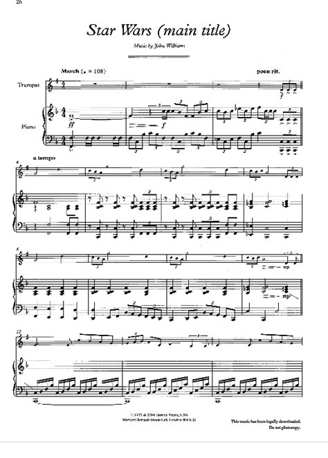 Star Wars Main Theme Klavier And Melodieinstr Pdf Noten Von John