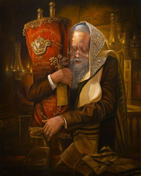 Jewish Painting Praying With Torah Jewish Art Judaica Art Torah
