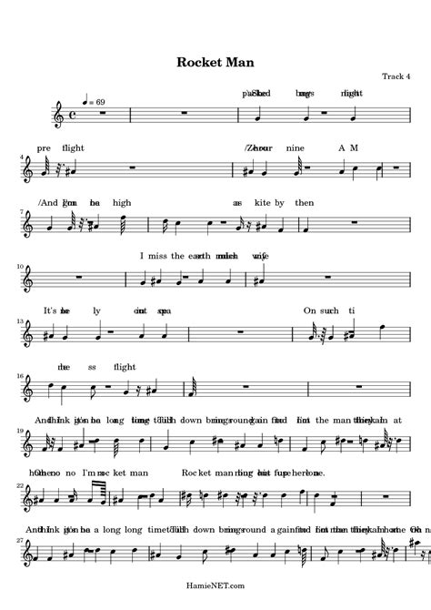 This digital sheet music chord is not original composition, this is a cover version. Rocket Man Sheet Music - Rocket Man Score • HamieNET.com