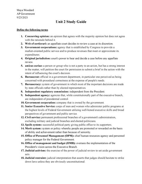 Unit 2 Study Guide Government Ap Government 923 Unit 2 Study Guide