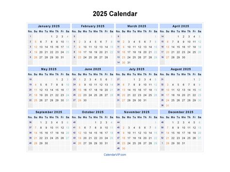 2025 Calendar Blank Printable Calendar Template In Pdf Word Excel