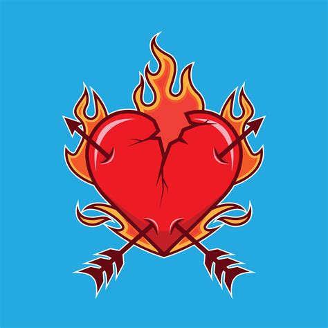 Broken Flaming Heart Illustration 173824 Vector Art At Vecteezy
