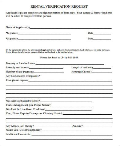 Free Sample Landlord Verification Forms In Ms Word Pdf
