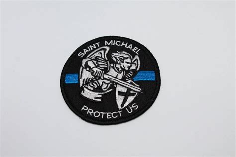 St Michael Protect Us Embroidered Patch Velcro Back Etsy