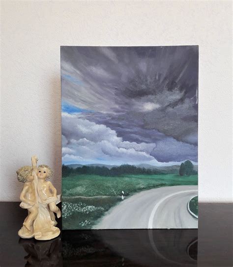 Before The Storm Original Oil Painting Cloudy Sky Painting Etsy