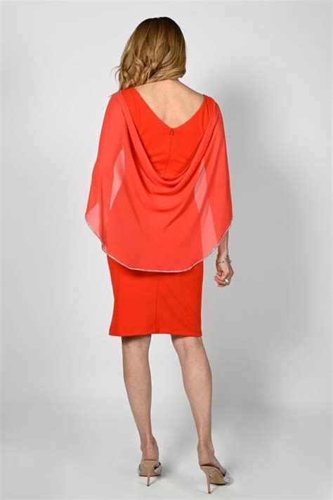 Frank Lyman Diamante Trim Cape Dress 238116 Chapmans Clothing