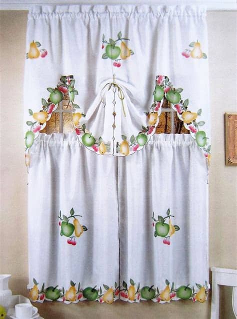La colección de cortinas de cocina de cortinarte cuenta con un total de 11 modelos diferentes, con. Fruit temptation white Kitchen Curtain Swag Set decorative ...