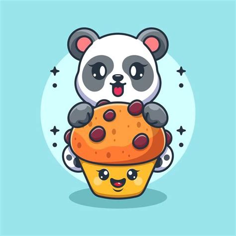 Premium Vector Cute Panda With Cupcake Cartoon Cute Cartoon Wallpapers Cute Panda Panda
