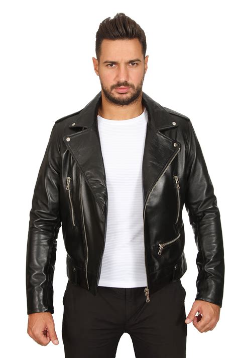 Austin Mens 100 Real Black Leather Biker Style Jacket