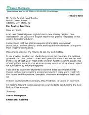 Therefore, make sure to have a family. English Teacher Cover Letter Sample
