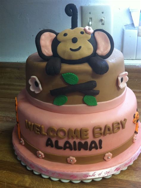 Monkey Jungle Baby shower cake | Jungle baby shower cake, Baby shower cakes, Shower cakes