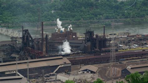 5k Stock Footage Aerial Video Of Us Steel Mon Valley Works Braddock