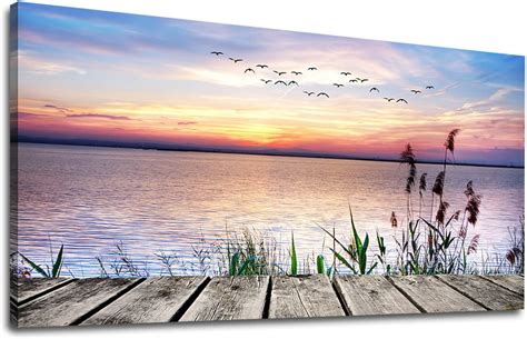 Canvas Wall Art Lake Sunset Large Nature Pictures Canvas Artwork