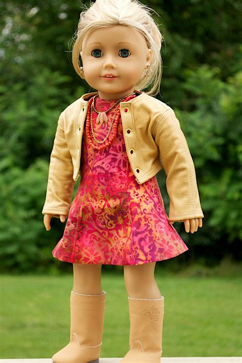 American Girl Doll Clothing 18 Inch Doll Clothing Batik Dress And Leather Jacket Ensem Doll