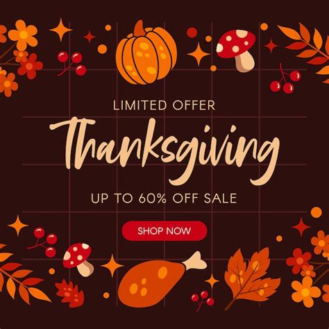 Premium Vector Thanksgiving Sale Square Banner Social Media Post