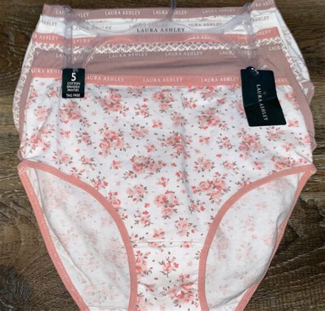 Laura Ashley Womens Brief Underwear Panties Floral 5 Pair Cotton Blend