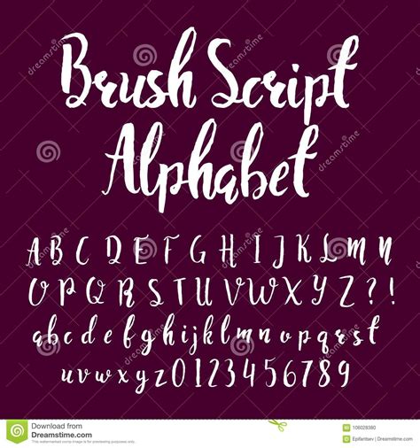 Brush Script Alphabet Font Hand Drawn Uppercase And Lowercase Letters