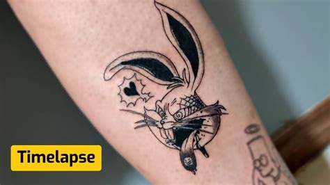 Trippy Bugs Bunny Tattoo On Leg Timelapse Youtube