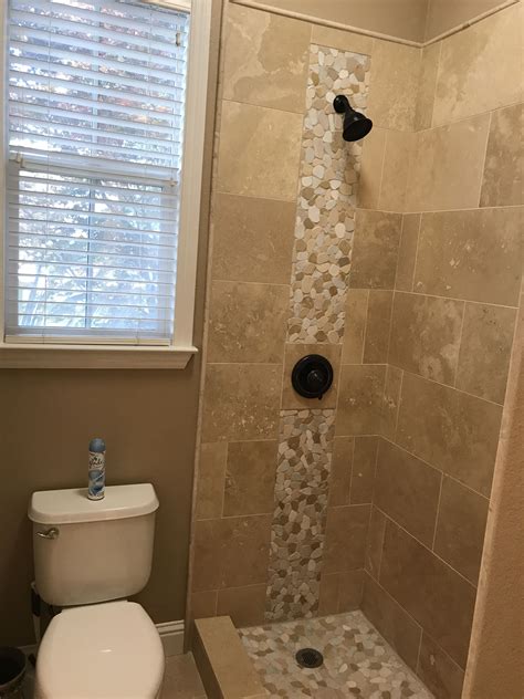 Pebble Waterfall Shower Small Bathroom Makeover Shower Tile