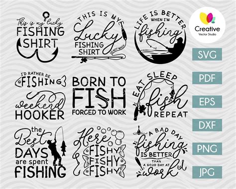 Funny Fishing Quotes Svg Bundle Creative Vector Studio