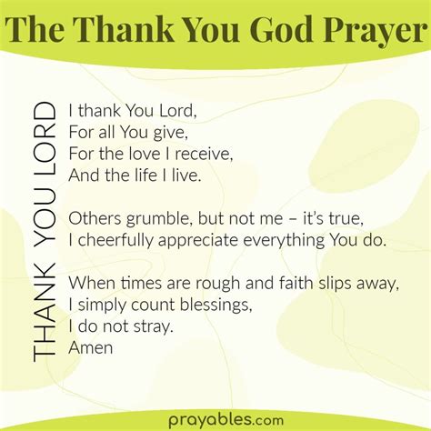 Prayer Thank You God Prayables