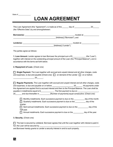 Free Business Loan Agreement Template Pdf And Word