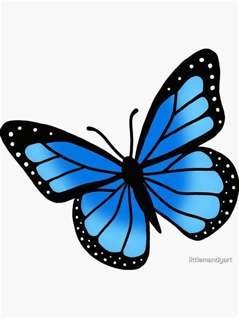 Blue Butterfly Sticker By Littlemandyart Butterfly Painting