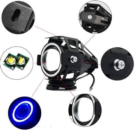 Farol Milha Led Olho Anjo Moto Universal V Azul Par U Grande Angel Eye Shopee Brasil