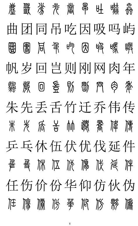 小篆书体简介及2500常用字对照表