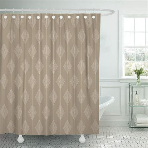 Ksadk Beige Harlequin Geometric Pattern Brown Abstract Shower Curtain