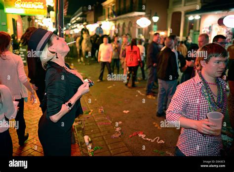 Woman Flashing Bourbon Street Mardi Gras New Orleans Stock Photo Alamy