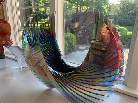 Tom Marosz Wings Dichroic Grey Fused Cut And Polished Dichroic Glass Sculpture For Sale At