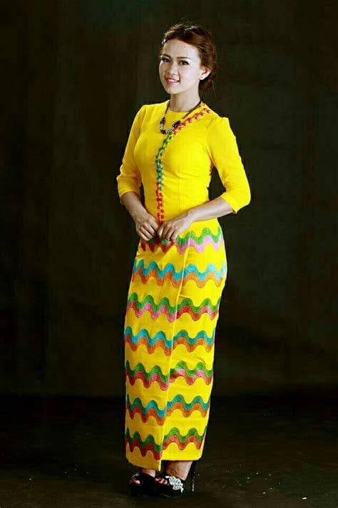 Myanmar Traditional Lady Wear Burmese Lace Skirt Women Wear