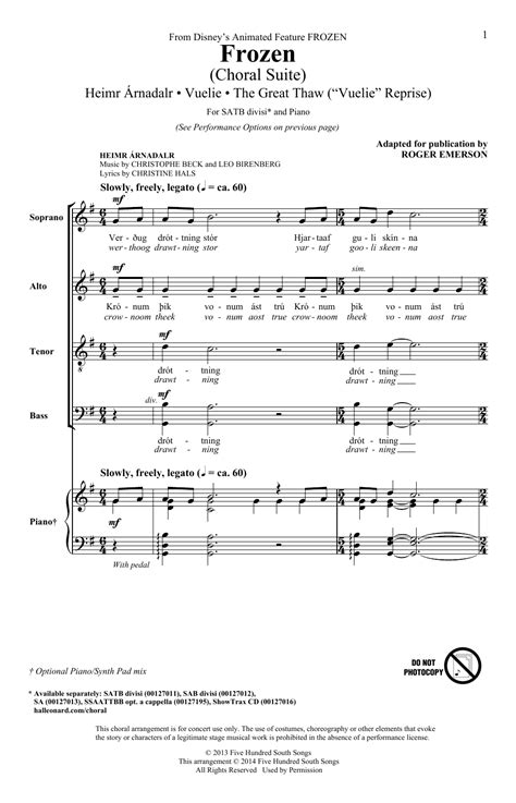 Frozen Choral Suite Satb Choir Print Sheet Music Now