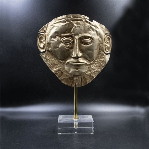Large Ancient Greek Mycenean Mask Of Agamemnon Copper 24k Gold Plated