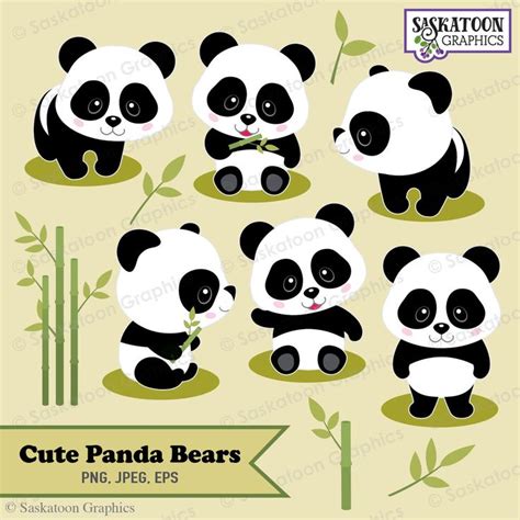 Cute Panda Bear Clipart Instant Download File Digital Graphics