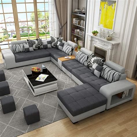 Modern Home Furnture Fabric Sectional Couch Living Room Sofa Set Luxury