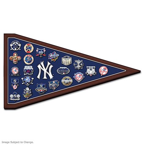 New York Yankees Mlb Pin Collection With Custom Crafted Pennant Display
