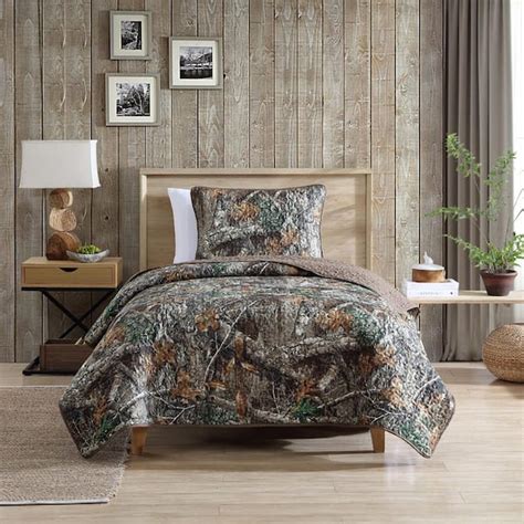 Realtree Camouflage Full Queen Polyester Piece Bedding Quilt Set Qs Fqgrt The Home Depot