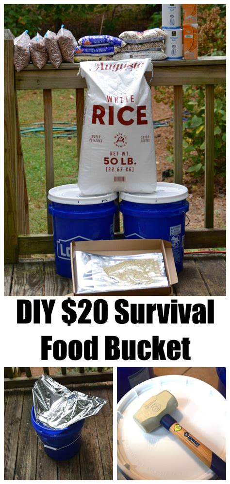 It is in your best interest, especially if you live in a hazardous area, to invest in an emergency food kit. DIY $20 Survival Food Bucket | Survival prepping, Survival ...