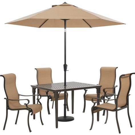 Hanover Brigantine 5 Piece Aluminum Outdoor Dining Set With 4 Sling